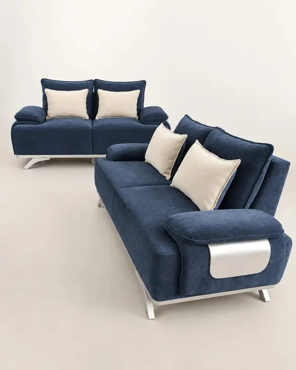 Navy Denim Sofa Set — image 2