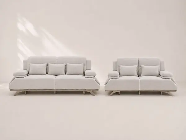 Oatmeal Boucle Sofa Pair — image 10