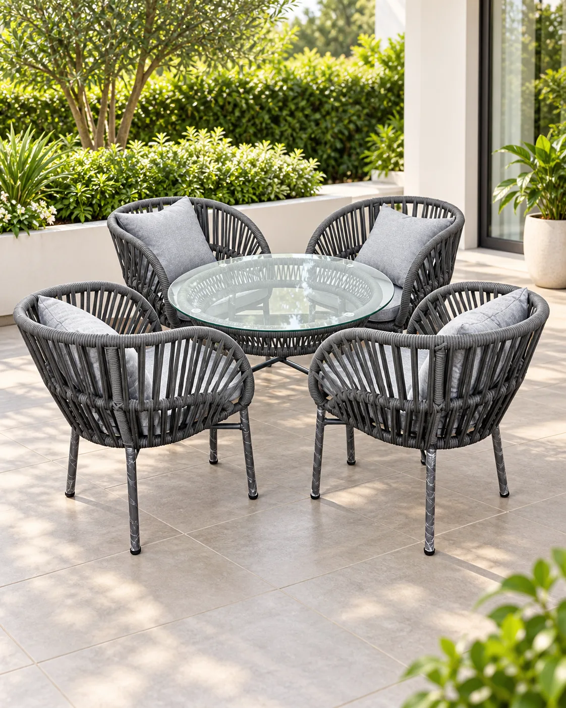 Grey Rope Outdoor Seating Set