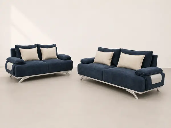 Navy Denim Sofa Set — image 5