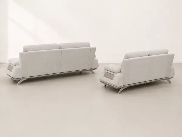 Oatmeal Boucle Sofa Pair — image 6